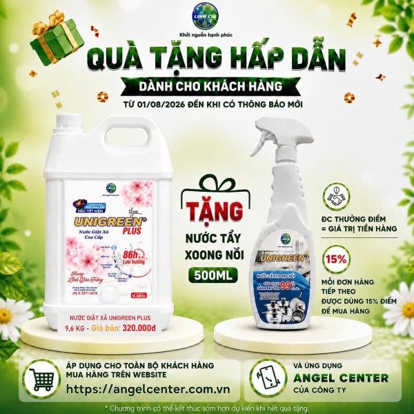 [CTBH] Nước giặt xả cao cấp UniGreen PLUS - Hương Lavender (Túi 3200ml) - Tặng Tẩy lồng giặt và Tẩy xoong nồi