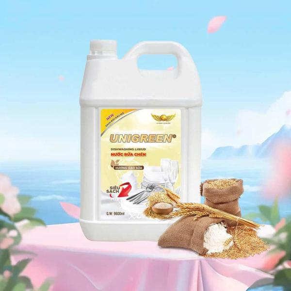 Nước rửa chén Uni Green 9600ml - Hương sữa gạo
